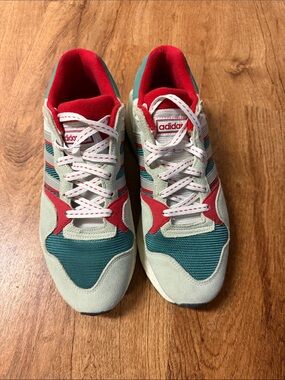 adidas Green & Red Low-Top Mesh Sneakers